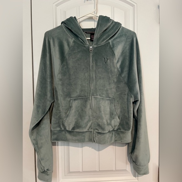 Victoria’s Secret Velour Zip-Up Hoodie Jacket Green Size Small - Picture 3 of 6
